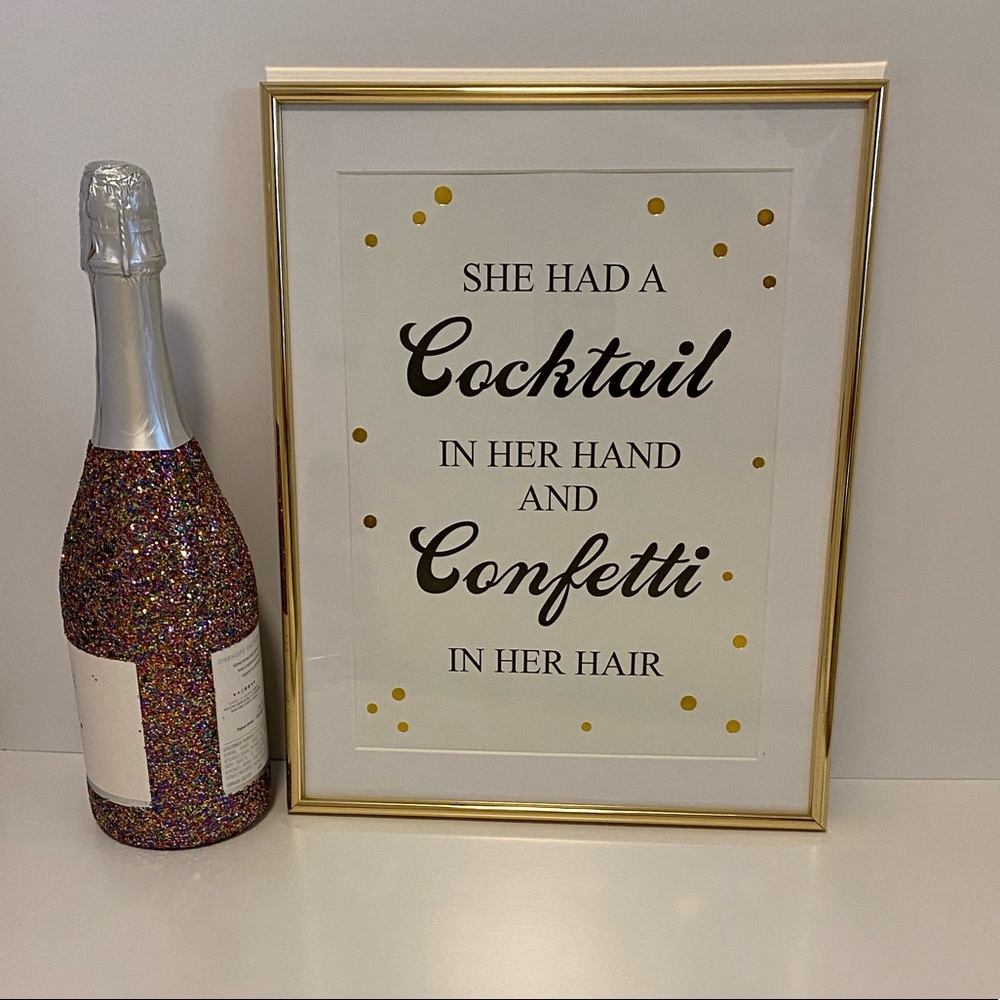 Cocktail and confetti framed wall art